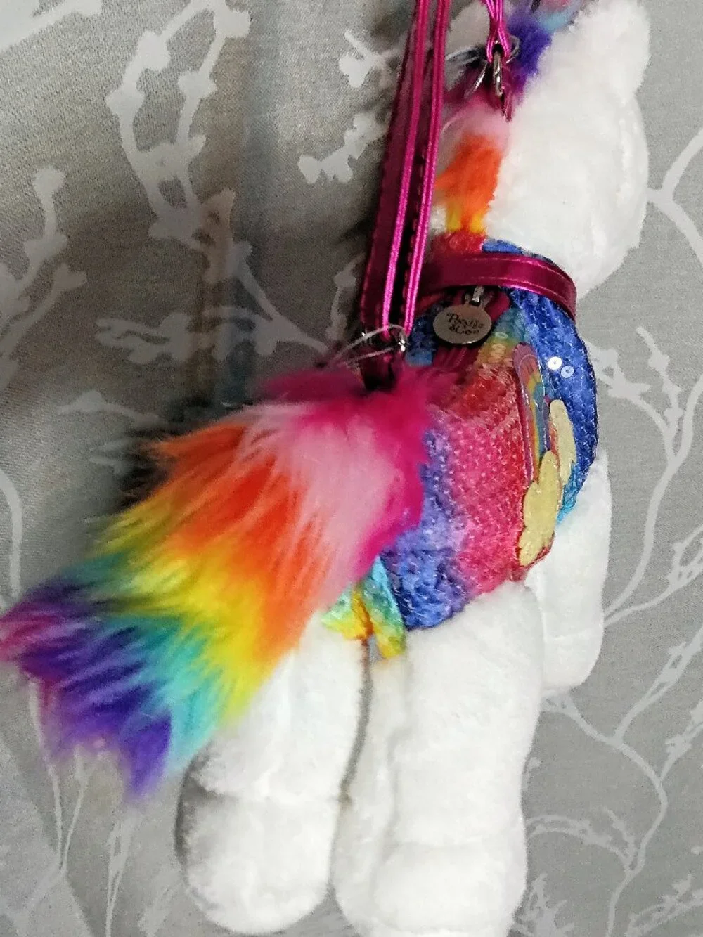 Magical Rainbow Sequin Plush Unicorn Shoulder Bag Purse - Sparkly & Soft! - Picture 5 of 7